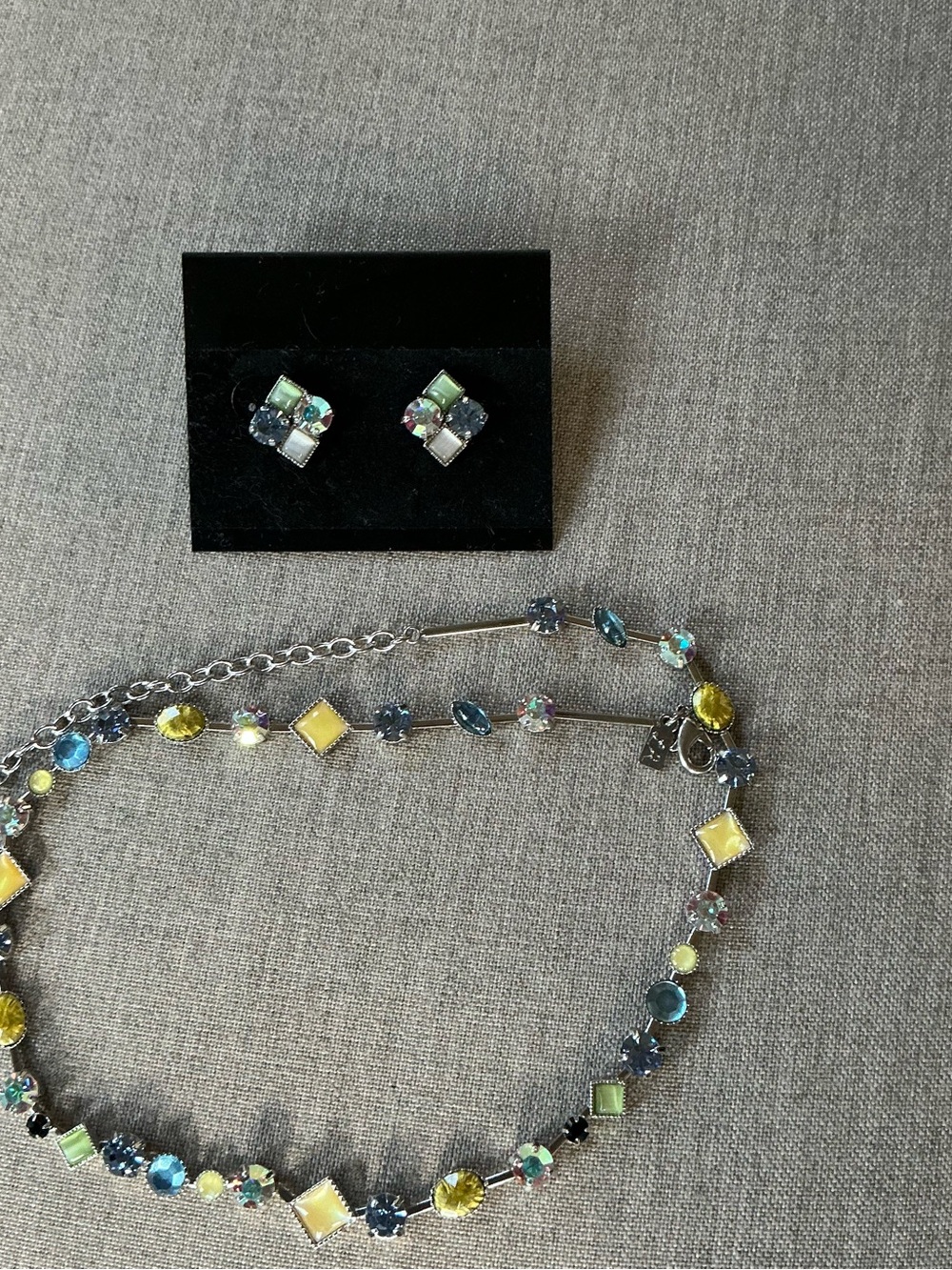 Lia Sophia Vibrant Multicolor Cut Crystal Drop Necklace and Stud Earrings